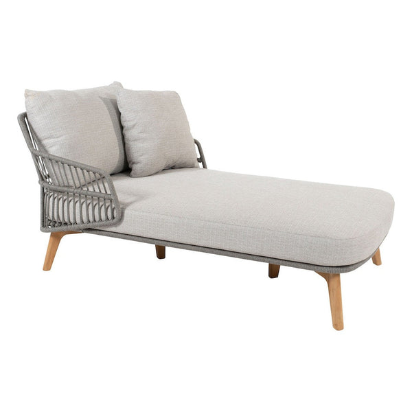 4SO Sempre Single Sunbed Teak Silver Grey with 3 cushions