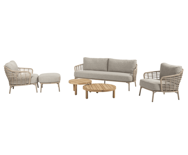 4SO Como Outdoor Lounge Set with Footstool & Finn Teak Tables