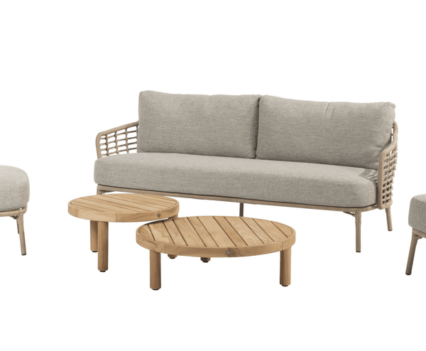 4SO Como Outdoor Lounge Set with Footstool & Finn Teak Tables