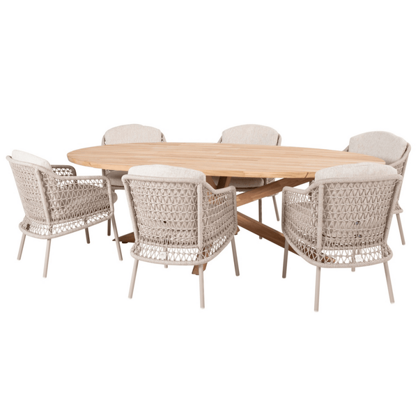 4SO Puccini Outdoor 6 Seat Dining Set with Prado 240cm Ellipse Table